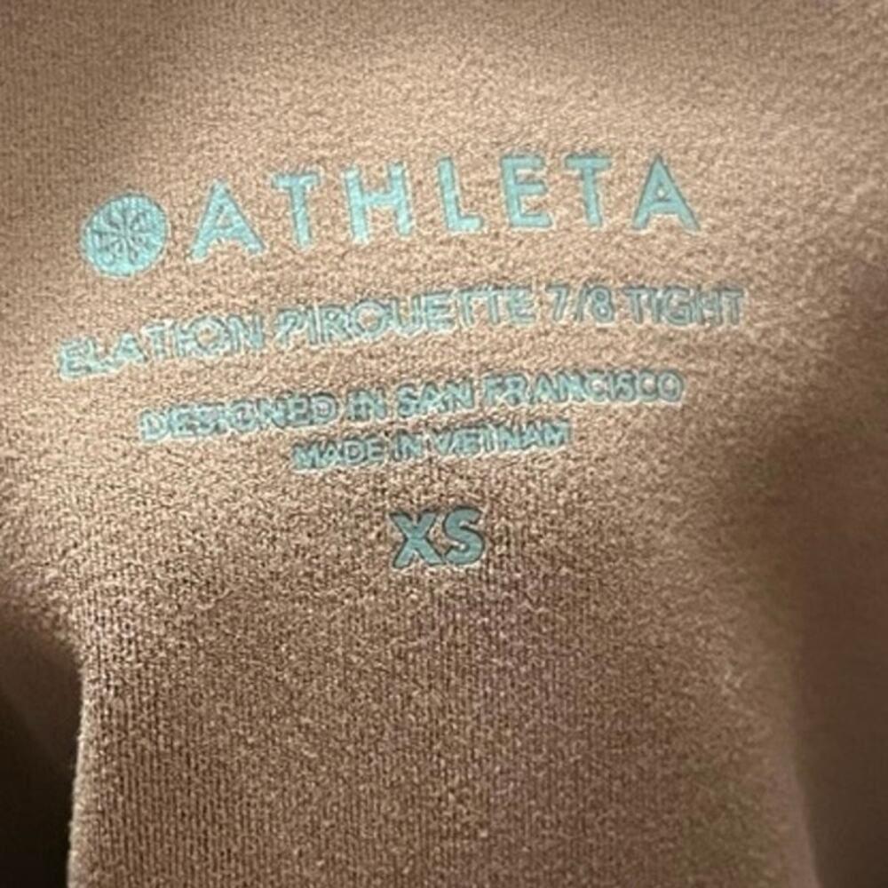 Athleta Elation Pirouette 7/8 Leggings XS Brown Criss Cross Hem High Rise Yoga - Picture 7 of 14